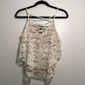 Lace white crop top